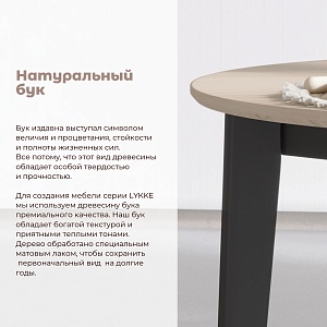 Стол круглый SKYLAND LYKKE TR-100 белый дуб/черный, 100х100х75 см